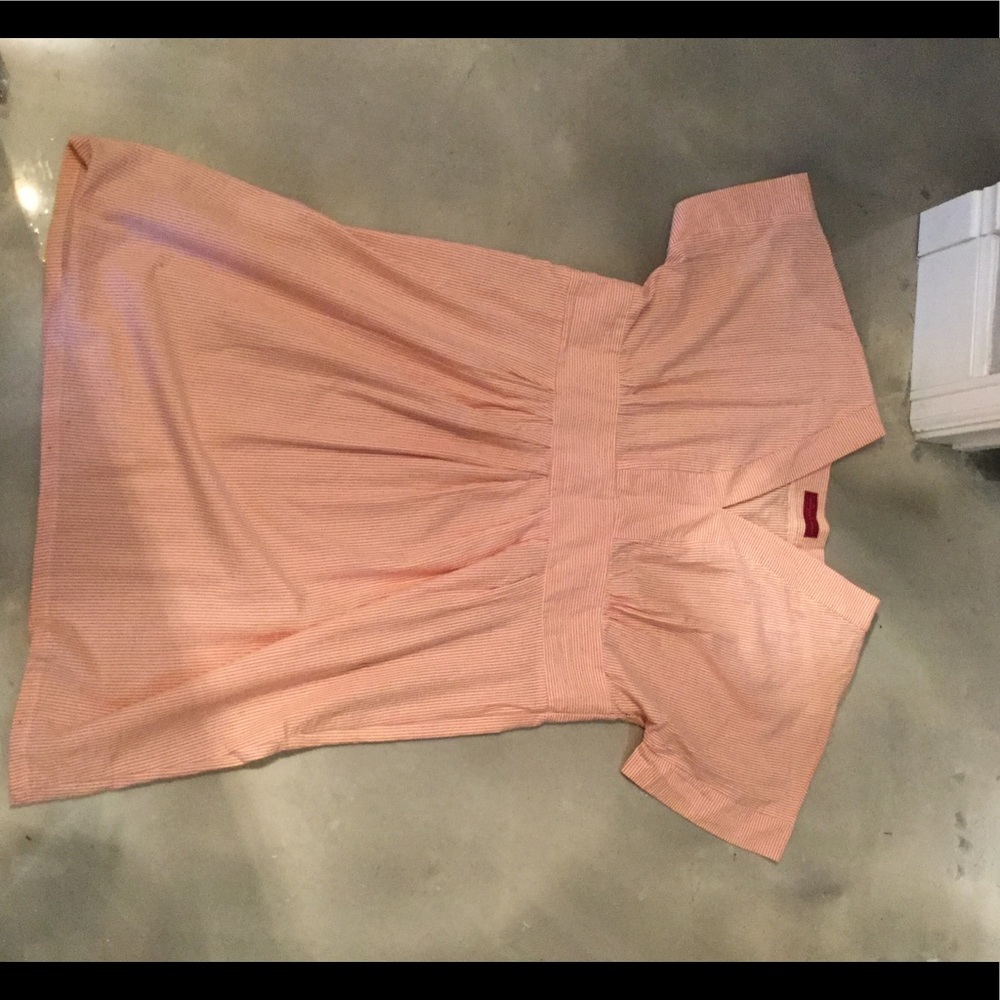 Peach & White Melissa Masse Candy Striper Dress